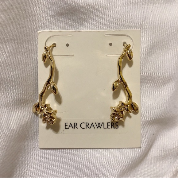 Rose Ear Crawlers in Gold - Picture 2 of 3